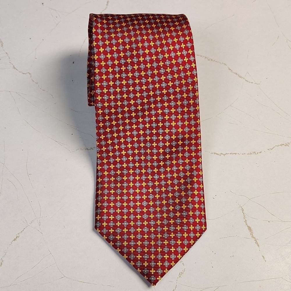 Luciano Barbera Red Blue Thick Silk Handmade Necktie Tie Italy